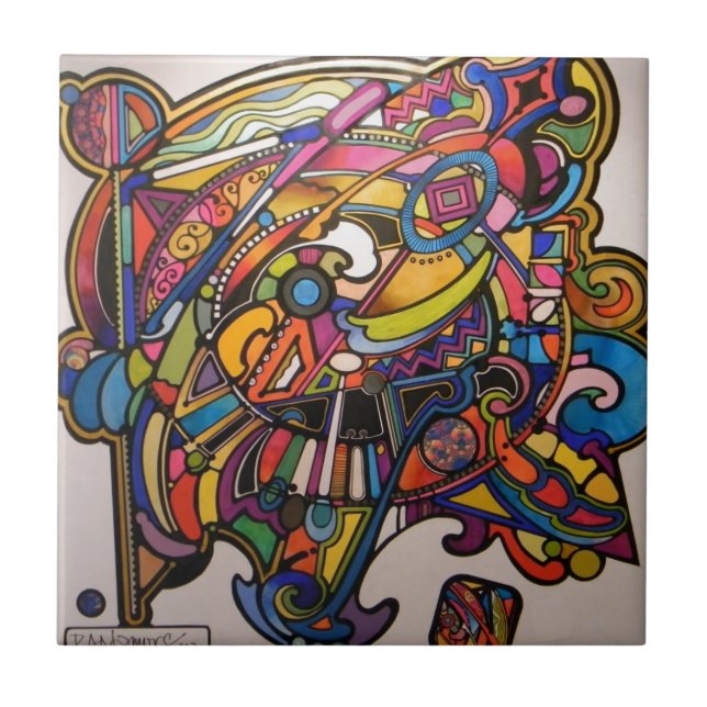 Carreau conception graphique vibrante d'art déco sauvage (Devant)