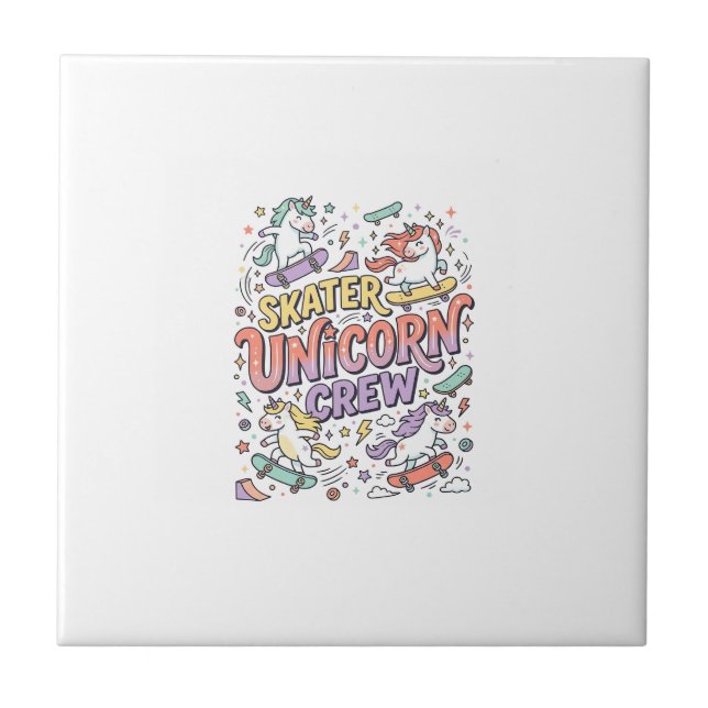 Carreau Conception Licorne Skateur Licorne Whimsy Zazzle (Devant)