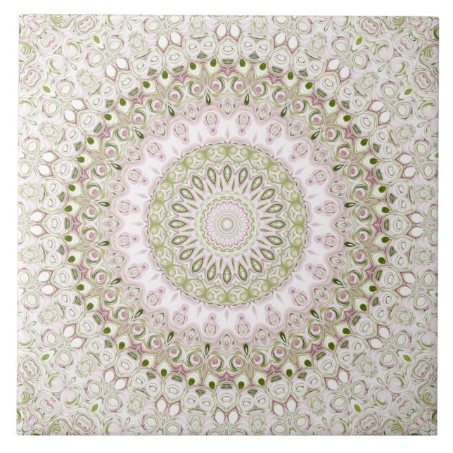 Carreau Conception Motif de Mandala rose et vert (Devant)
