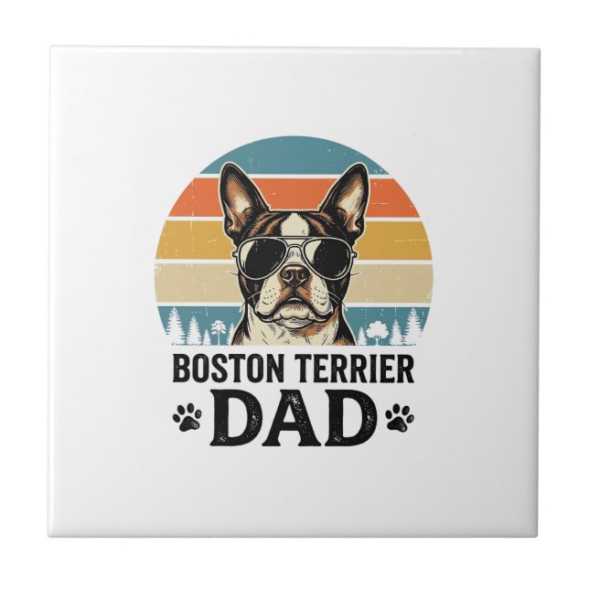 Carreau Conception Papa Boston Terrier Amant de Chien Vint (Devant)