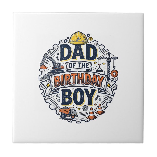 Carreau Conception Papa du garçon de la fête d'anniversair (Devant)