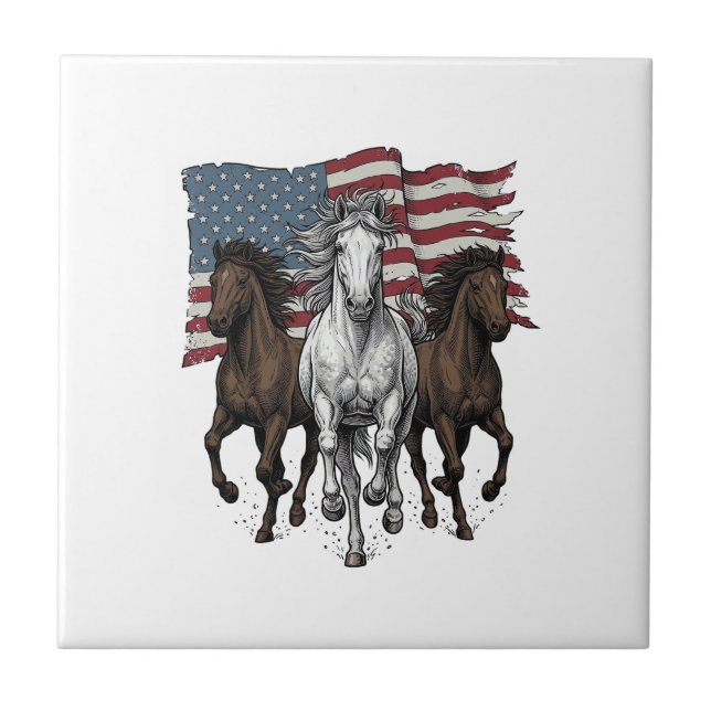 Carreau Conception vectorielle de chevaux courant patrioti (Devant)