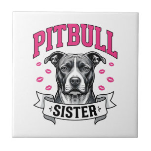 Carreau Conception vectorielle de sœur Pitbull amateur de