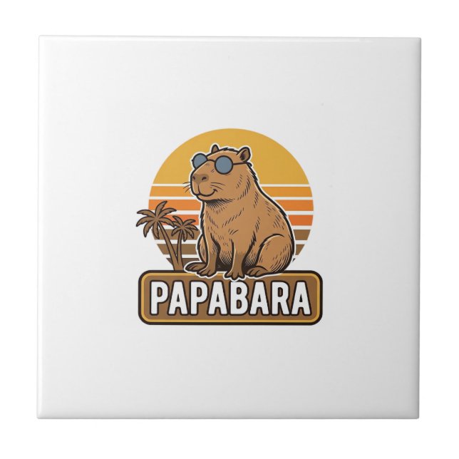 Carreau Conception vectorielle papa capybara rétro PAPABAR (Devant)