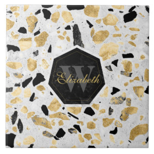 Carreau Conception vintage d'abrégé sur marbre d'or chic