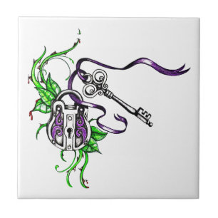 Carreau Conception vintage de clé et verrou violet