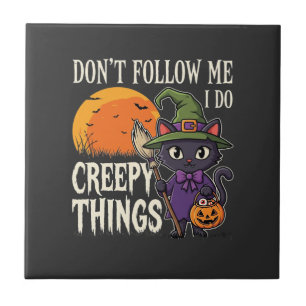 Carreau Conceptions de chat de sorcière d'Halloween créatu