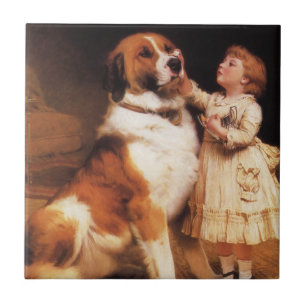 Carreau Confiance par Charles Burton Barber, chien Saint-B