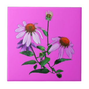 Carreau Confleur violet sur rose