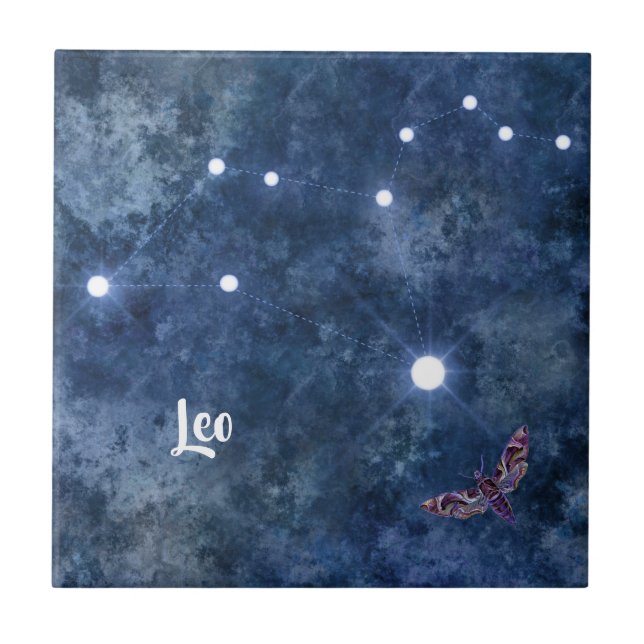 Carreau Constellation Boho Blue Zodiac Leo (Devant)