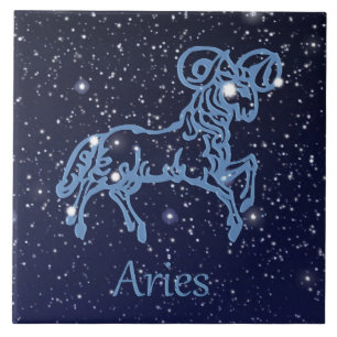 Carreau Constellation de Bélier et signe de zodiaque avec