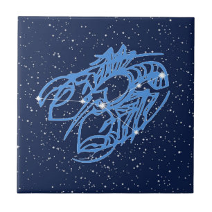 Carreau Constellation de cancer et signe solaire avec étoi