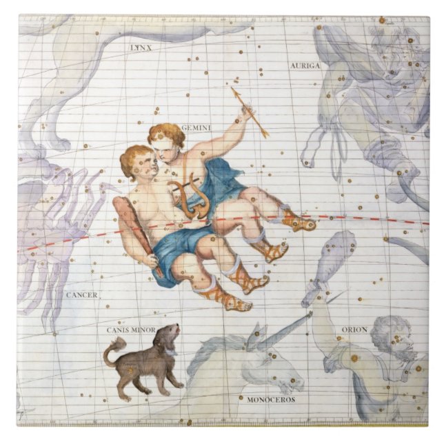 Carreau Constellation de Gémeaux avec le mineur de Canis, (Devant)