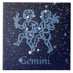 Carreau Constellation des Gémeaux et signe du zodiaque ave
