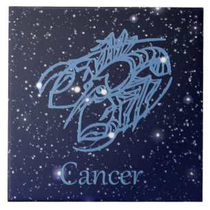 Carreau Constellation du cancer et signe zodiaque avec ét