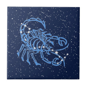 Carreau Constellation du Scorpion et signe du soleil avec