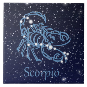 Carreau Constellation du Scorpion et signe du zodiaque ave