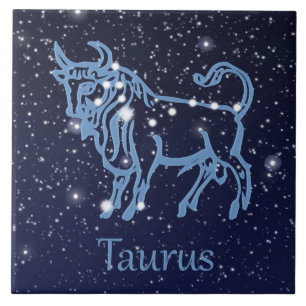 Carreau Constellation du Taureau et signe du zodiaque avec