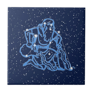 Carreau Constellation du Verseau et signe solaire avec des