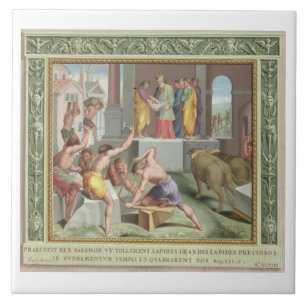 Carreau Construction du temple de Solomon, illustration de