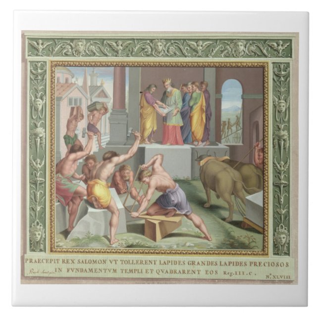 Carreau Construction du temple de Solomon, illustration de (Devant)