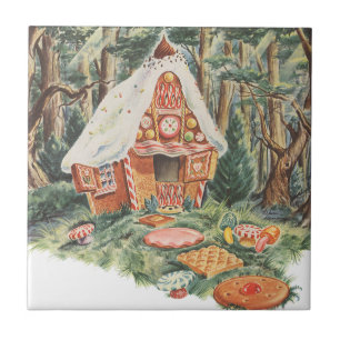 Carreau Conte de fées vintage, maison en bonbons de Hansel