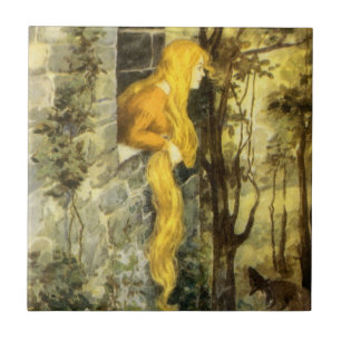 Carreau Conte de fées vintage, Raiponce aux longs cheveux 