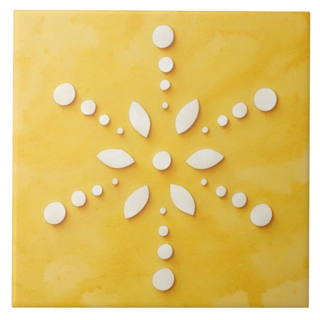 Carreau Contemporary Snowflake Winter Holiday Tile (Devant)