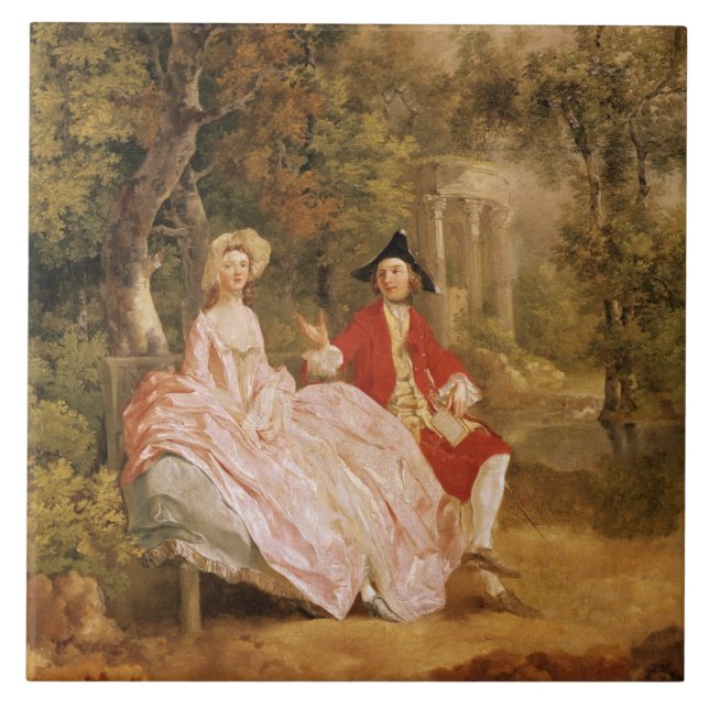 Carreau Conversation en parc, portrait de l'artiste et (Devant)