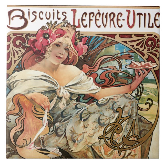 Carreau Cookie Art Nouveau Publicité Alphonse Mucha (Devant)