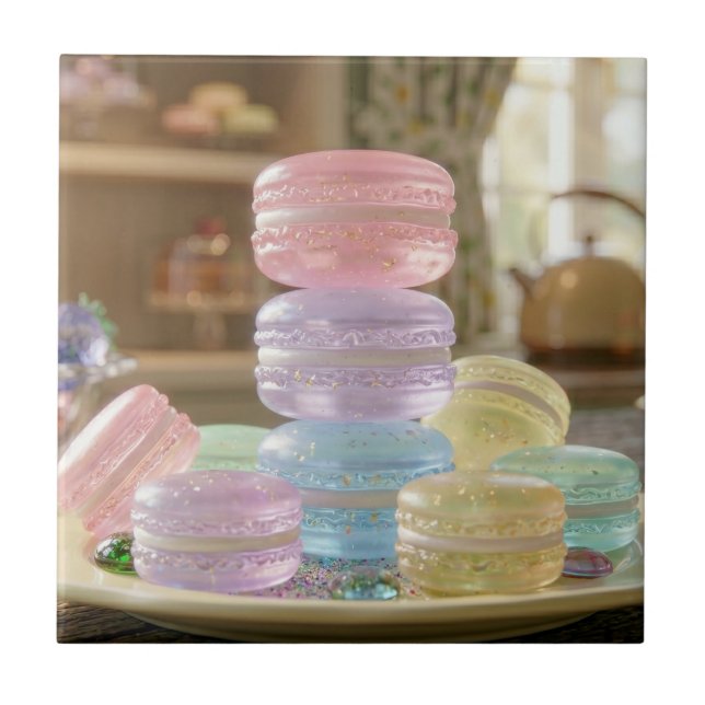 Carreau Cookies Macaron en Verre Pastel   (Devant)