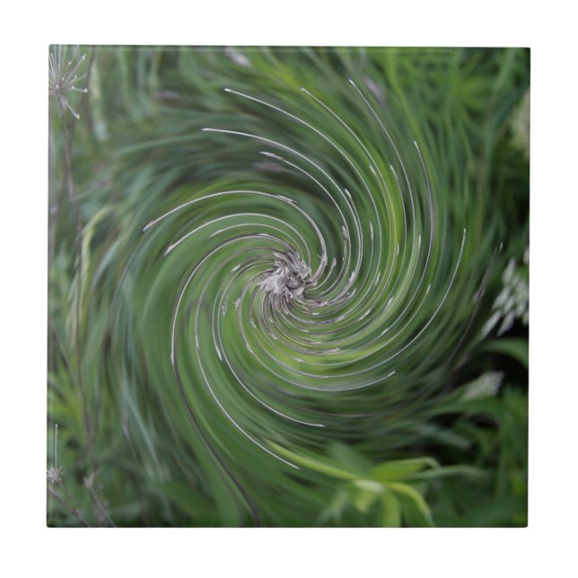 Carreau Cool Abstrait Retro Chartreuse Green Floral Swirl (Devant)