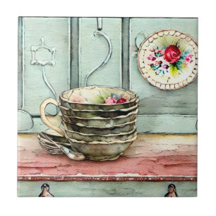 Carreau Cool artisanal rustique illustration de plat Retro