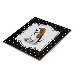 Carreau Cool Basset Hound chien et lunettes de soleil (tri