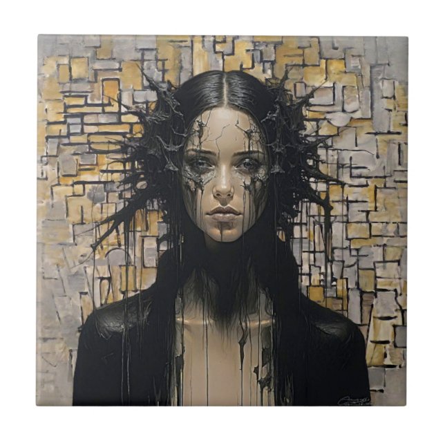 Carreau Cool gothique fille rencontre Mondrian - Art Abstr (Devant)