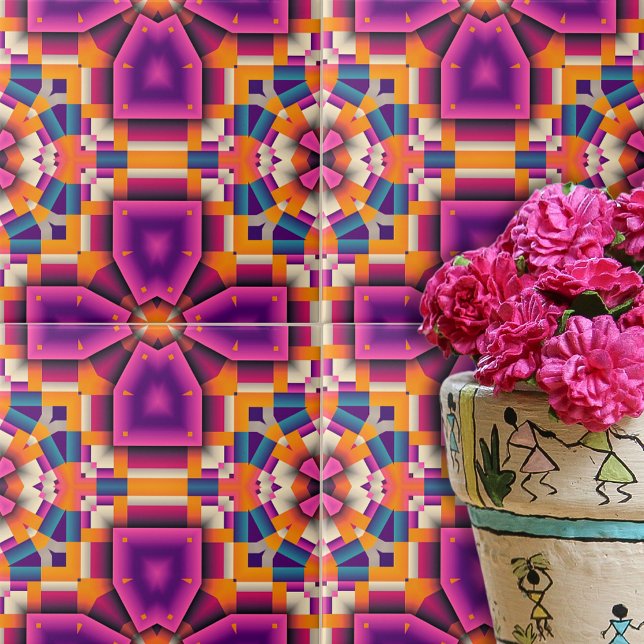 Carreau Cool kaléidoscope violet orange (Créateur téléchargé)