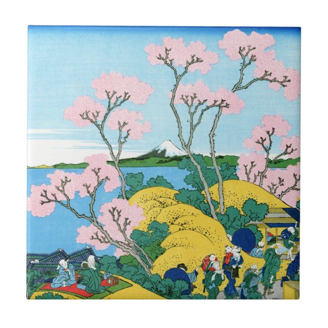 Carreau Cool oriental japonais Hokusai Fuji View paysage (Devant)