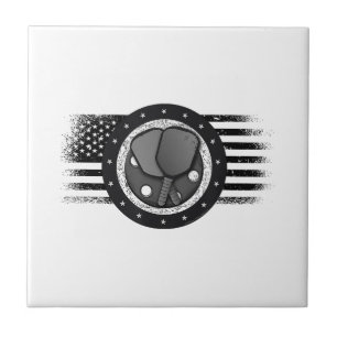 Carreau Cool Pickleball Sport USA Grunge Flag - Pickleball