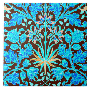 Carreau Copie, Aqua et brun de jacinthe de William Morris