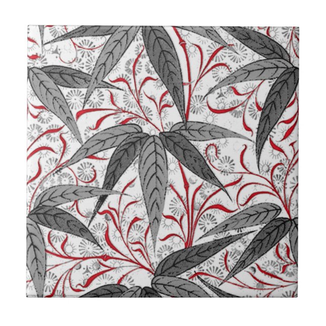 Carreau Copie en bambou, gris et blanc de William Morris (Devant)
