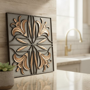 Carreau Copper Lilies Art Nouveau Floral #16 ID1193