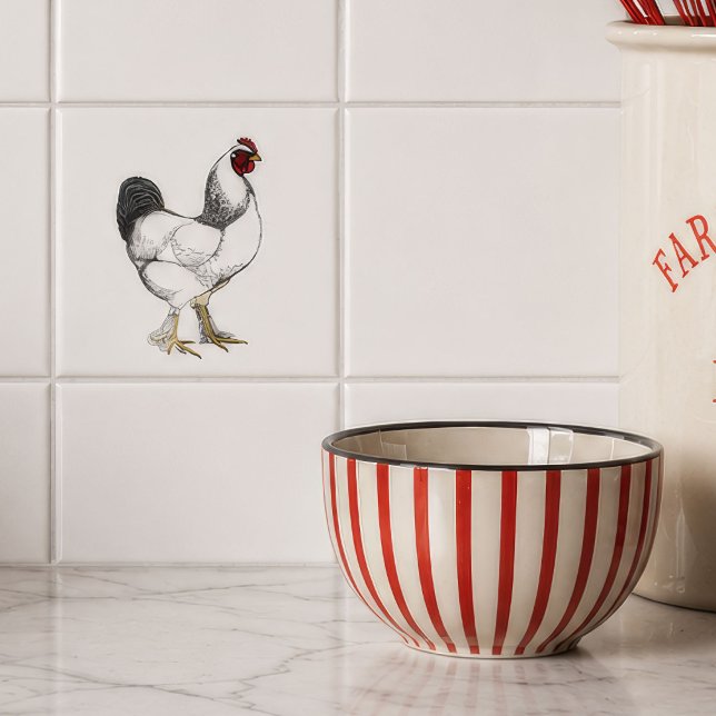 Carreau Coq Brahma clair - Élégant poulet vintage (Créateur téléchargé)
