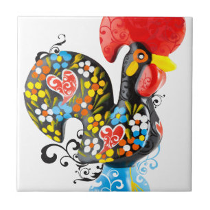 Carreau Coq célèbre de Barcelos Nr 06 - édition florale