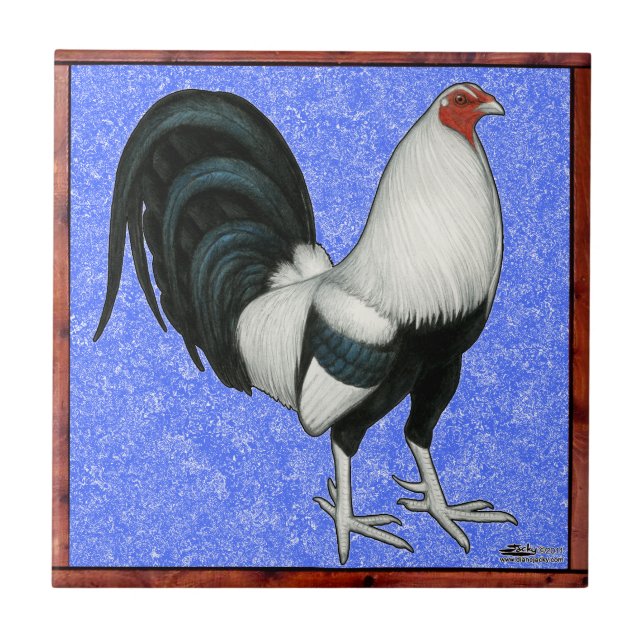 Carreau Coq domestique encadré (Devant)