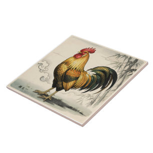 Carreau Coq doré art japonais