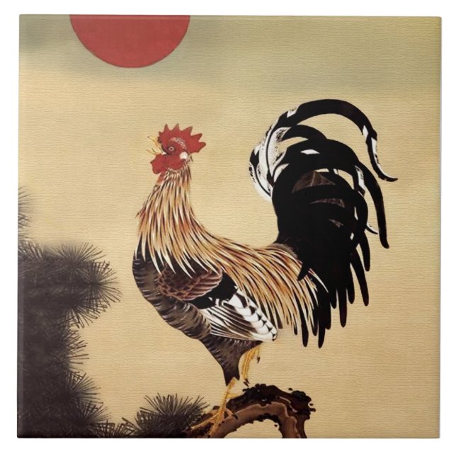 Carreau Coq qui chante de Itō Jakuchū (Devant)