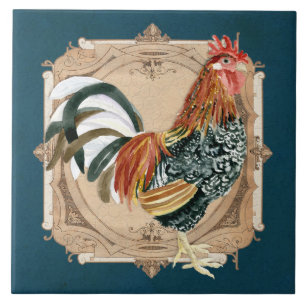 Carreau Coq rustique de grange de pays français vintage d