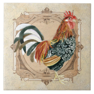Carreau Coq rustique de grange de pays français vintage d