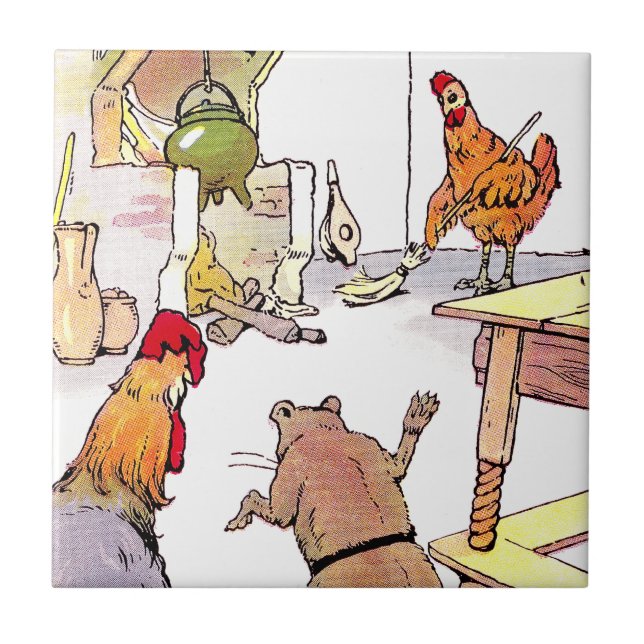 Carreau Coq, souris et poule dans la cuisine (Devant)