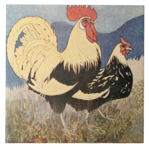 Carreau Coq vintage et poule